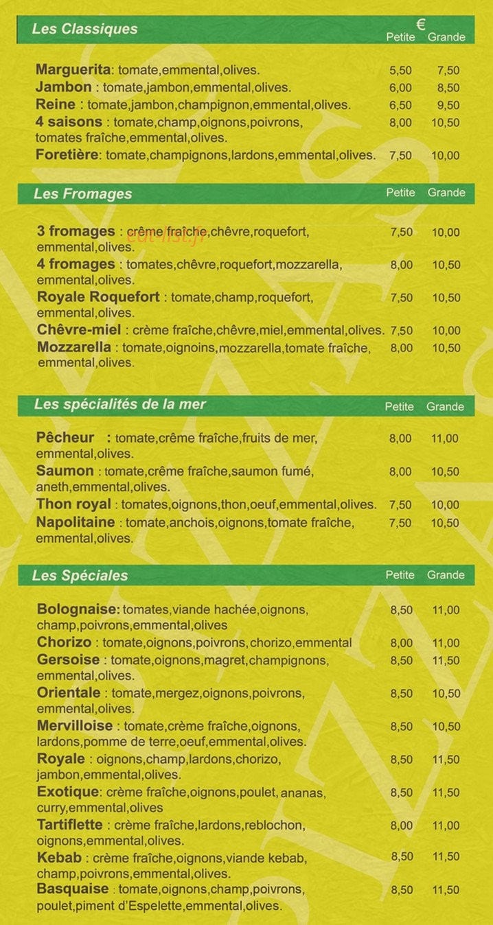 Aux 4 saisions — carte page 1