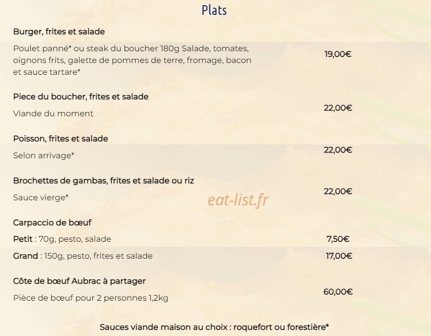 Carte et menu de La Gare de la Magdelaine à La Magdelaine sur Tarn — Les plats