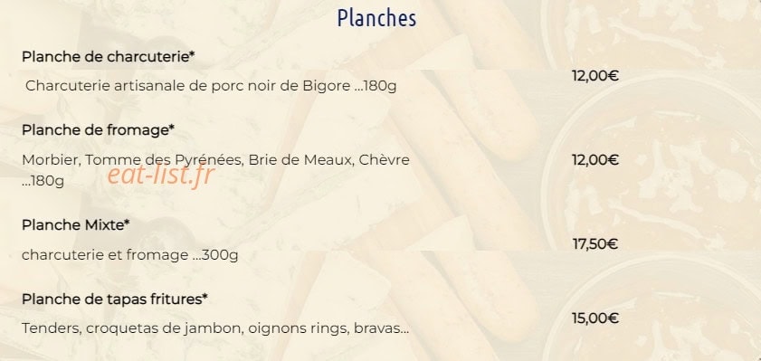 Carte et menu de La Gare de la Magdelaine à La Magdelaine sur Tarn — Les planches