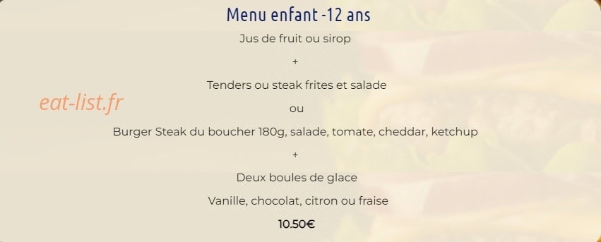 Carte et menu de La Gare de la Magdelaine à La Magdelaine sur Tarn — Le menu enfant