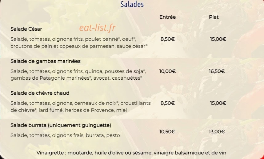 Carte et menu de La Gare de la Magdelaine à La Magdelaine sur Tarn — Les salades
