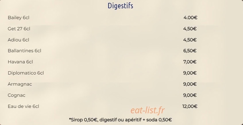 Carte et menu de La Gare de la Magdelaine à La Magdelaine sur Tarn — Les digestifs