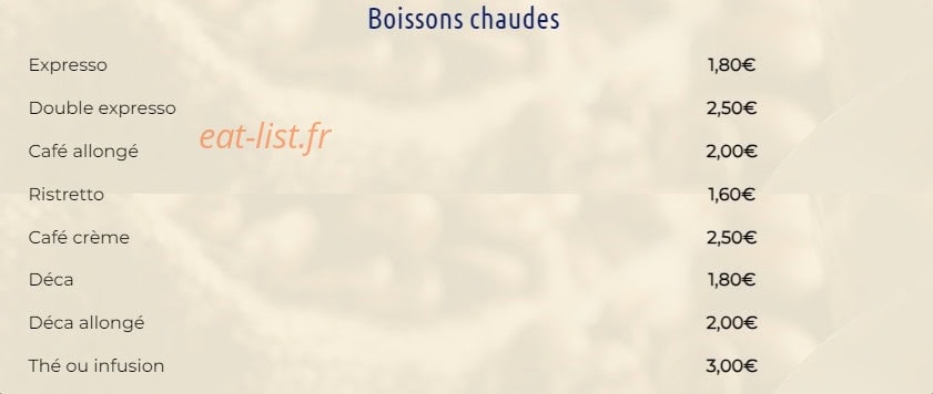 Carte et menu de La Gare de la Magdelaine à La Magdelaine sur Tarn — Les boissons chaudes