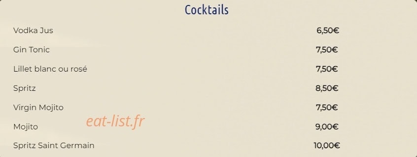 Carte et menu de La Gare de la Magdelaine à La Magdelaine sur Tarn — Les cocktails