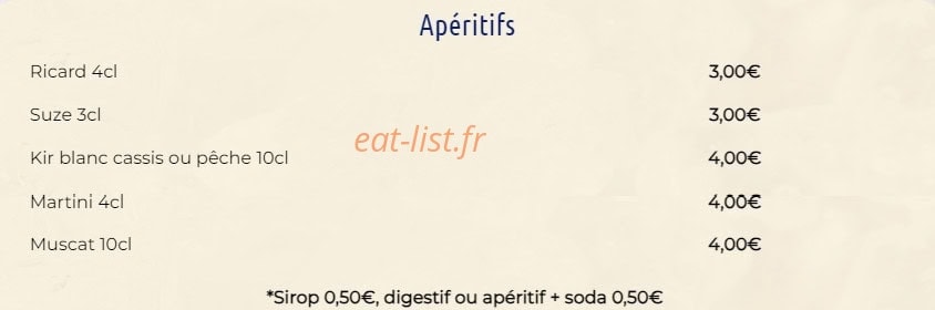 Carte et menu de La Gare de la Magdelaine à La Magdelaine sur Tarn — Les apéritifs