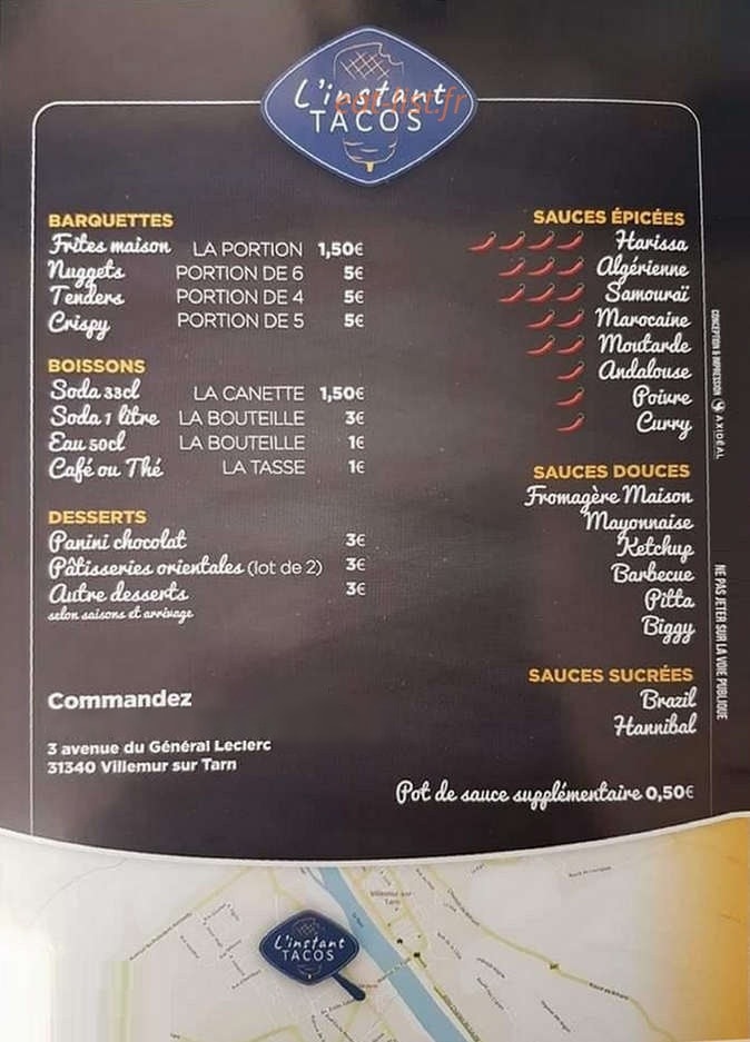 L'instant tacos — carte page 3