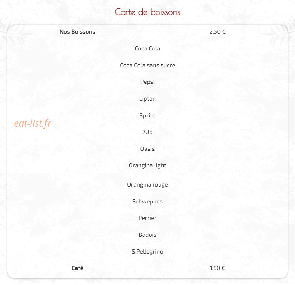 Carte et menu de Ô tarn sushi à Villemur sur Tarn — Boissons