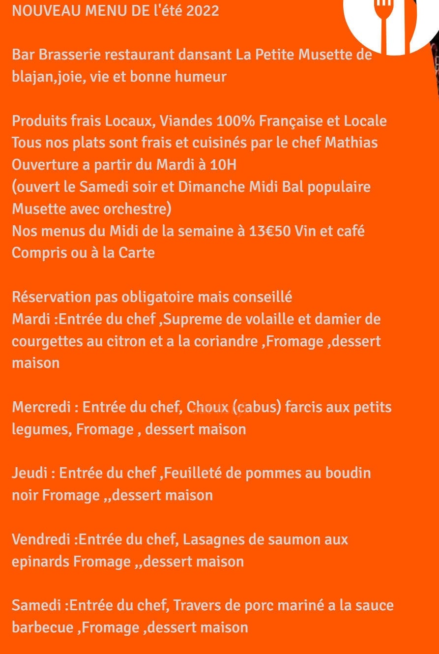La petite Musette — carte page 1