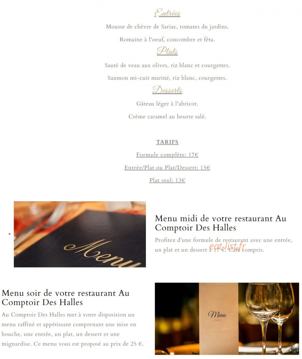 Au Comptoir Des Halles — carte page 1