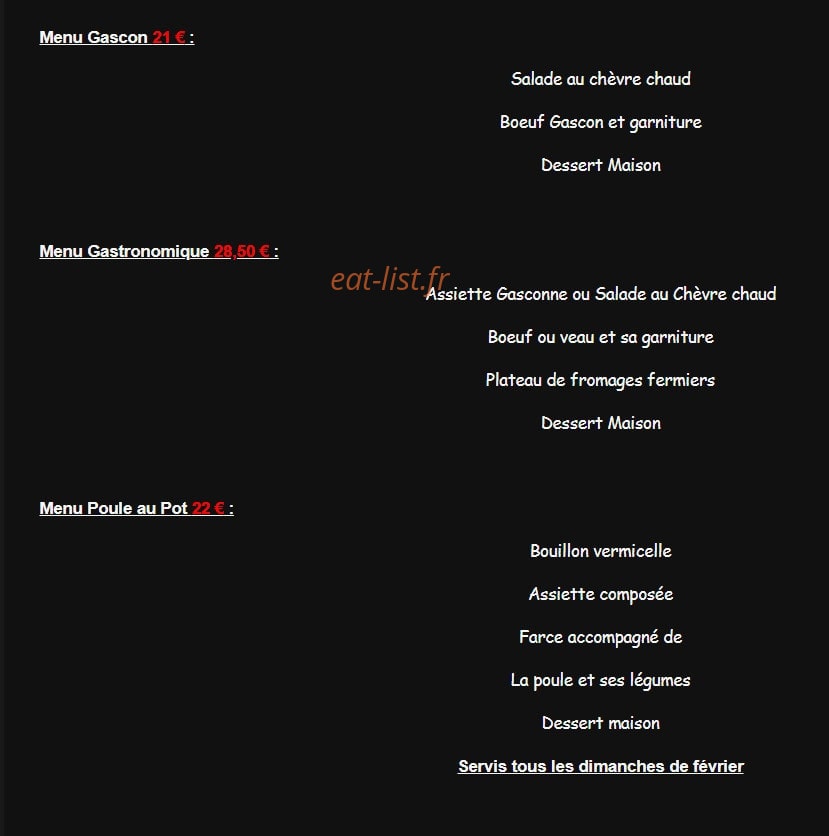 Auberge de Peguilhan — carte page 2