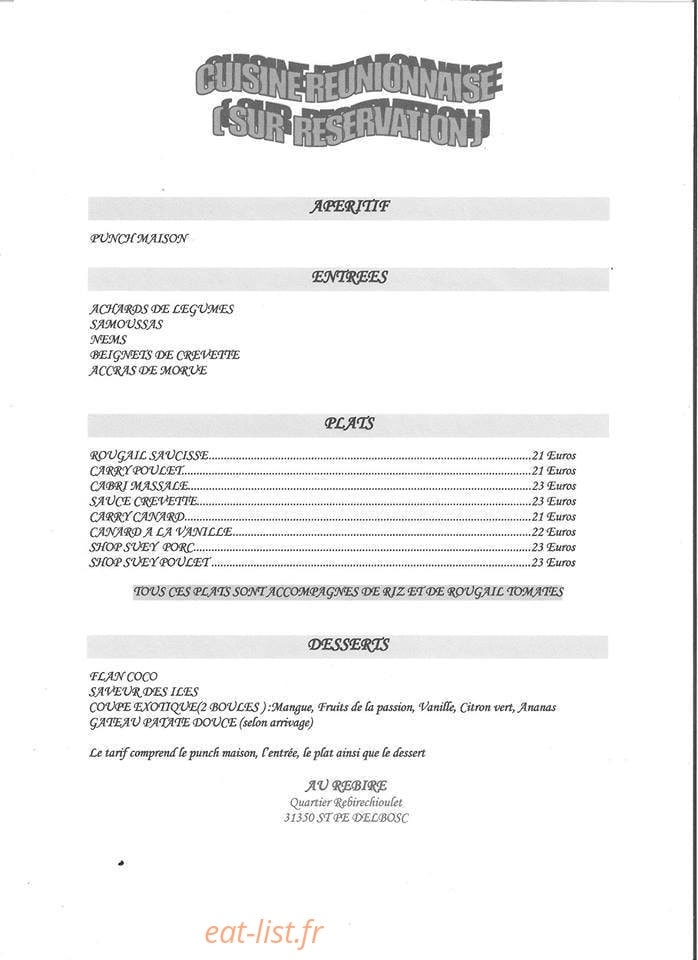 Au Rebire — carte page 1