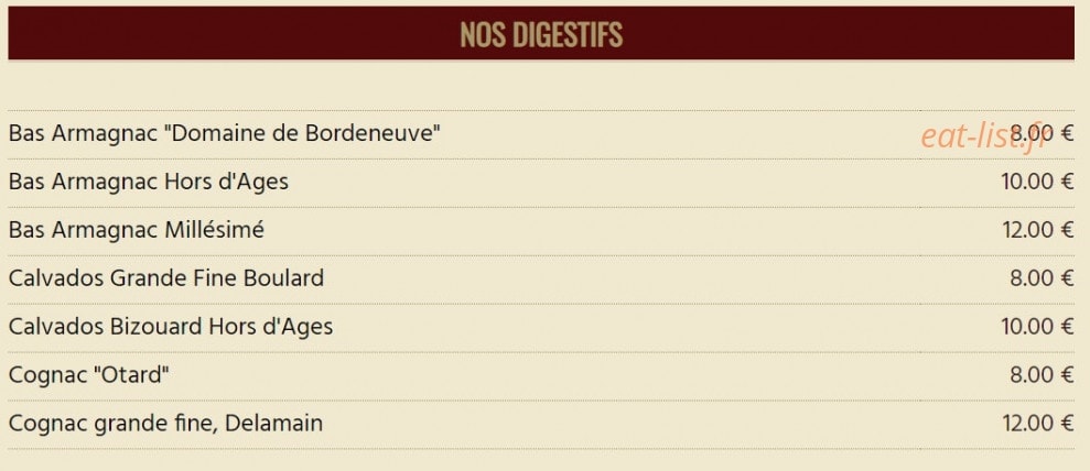 Hôtel Restaurant du Lac — carte page 12