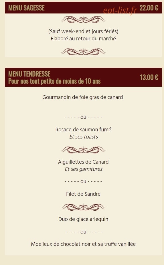 Hôtel Restaurant du Lac — carte page 2