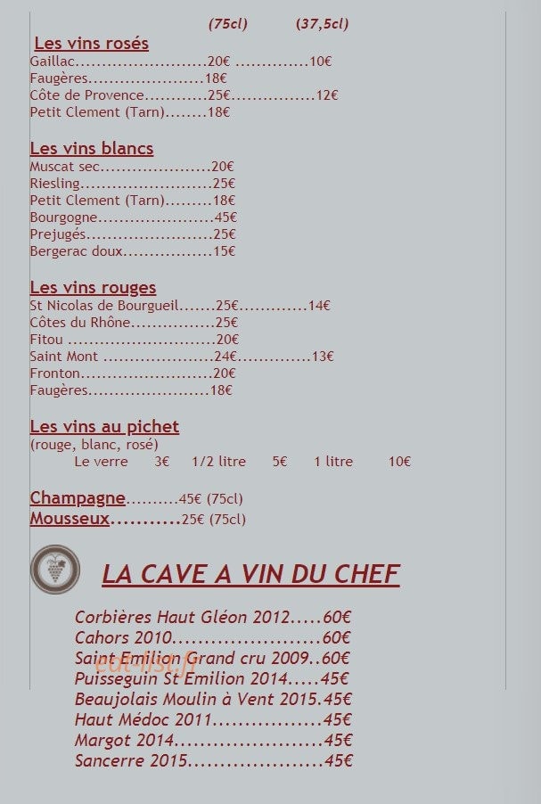 Restaurant du lac — carte page 3