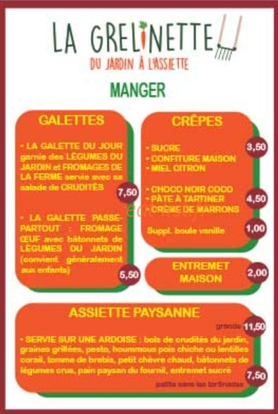 Auberge la Grelinette — carte page 1