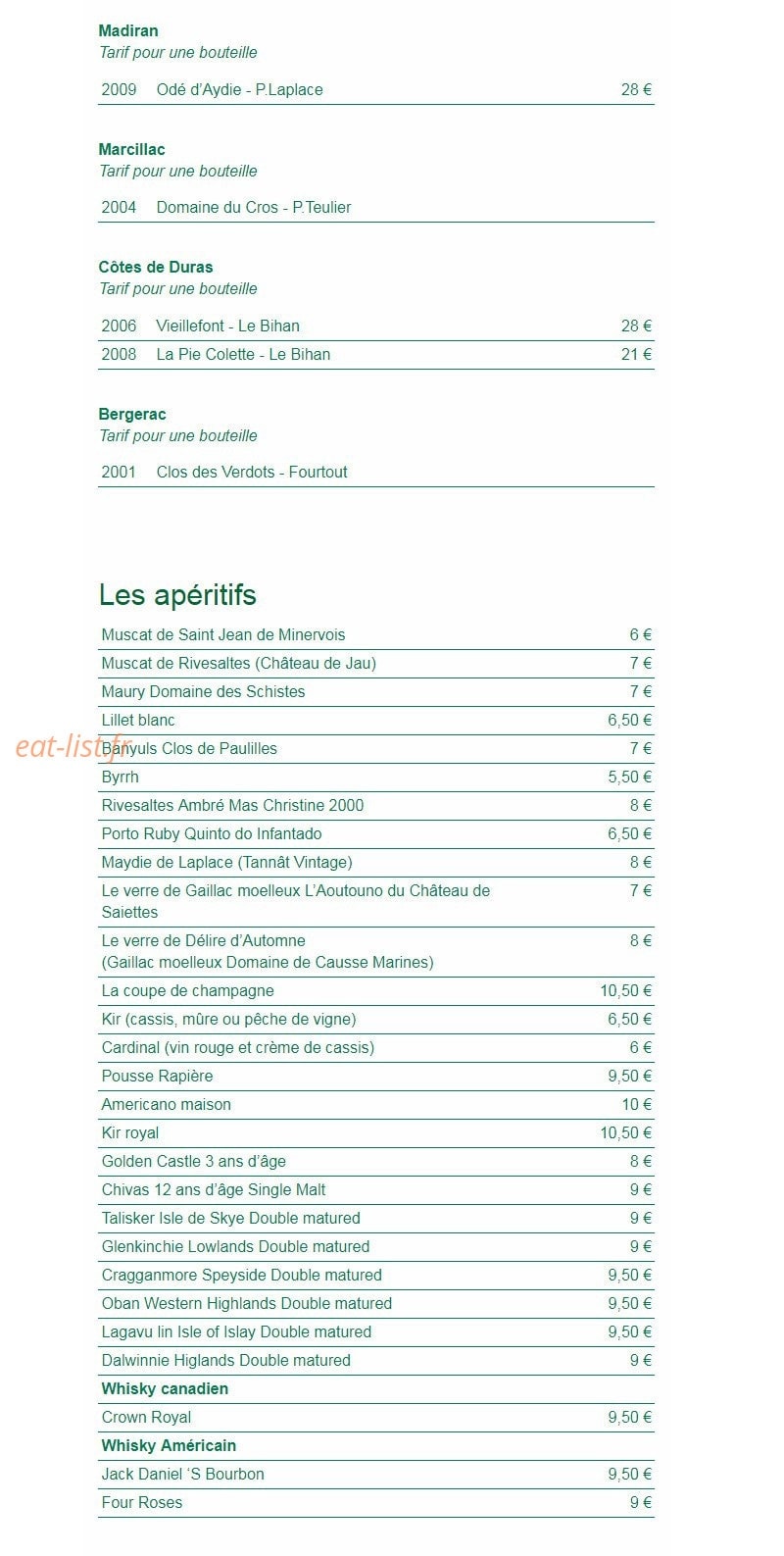 Restaurant Le Club — carte page 6