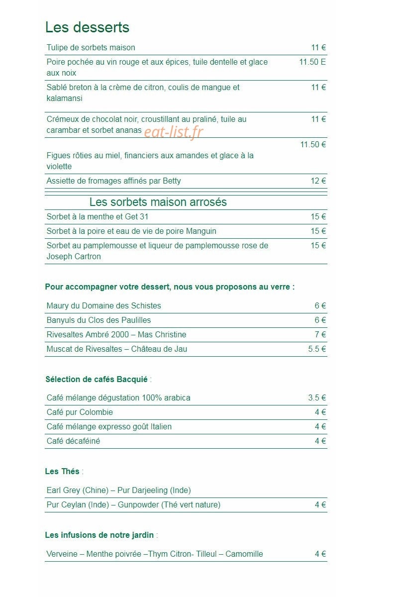 Restaurant Le Club — carte page 2