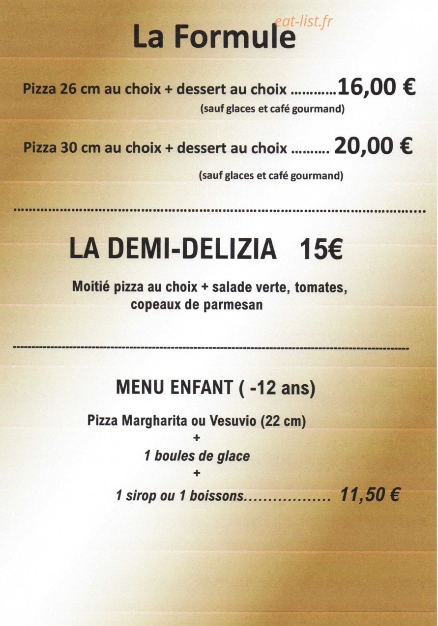 Carte et menu de Delizia Di Marco à Montastruc la Conseillere — Les formules et menu enfant