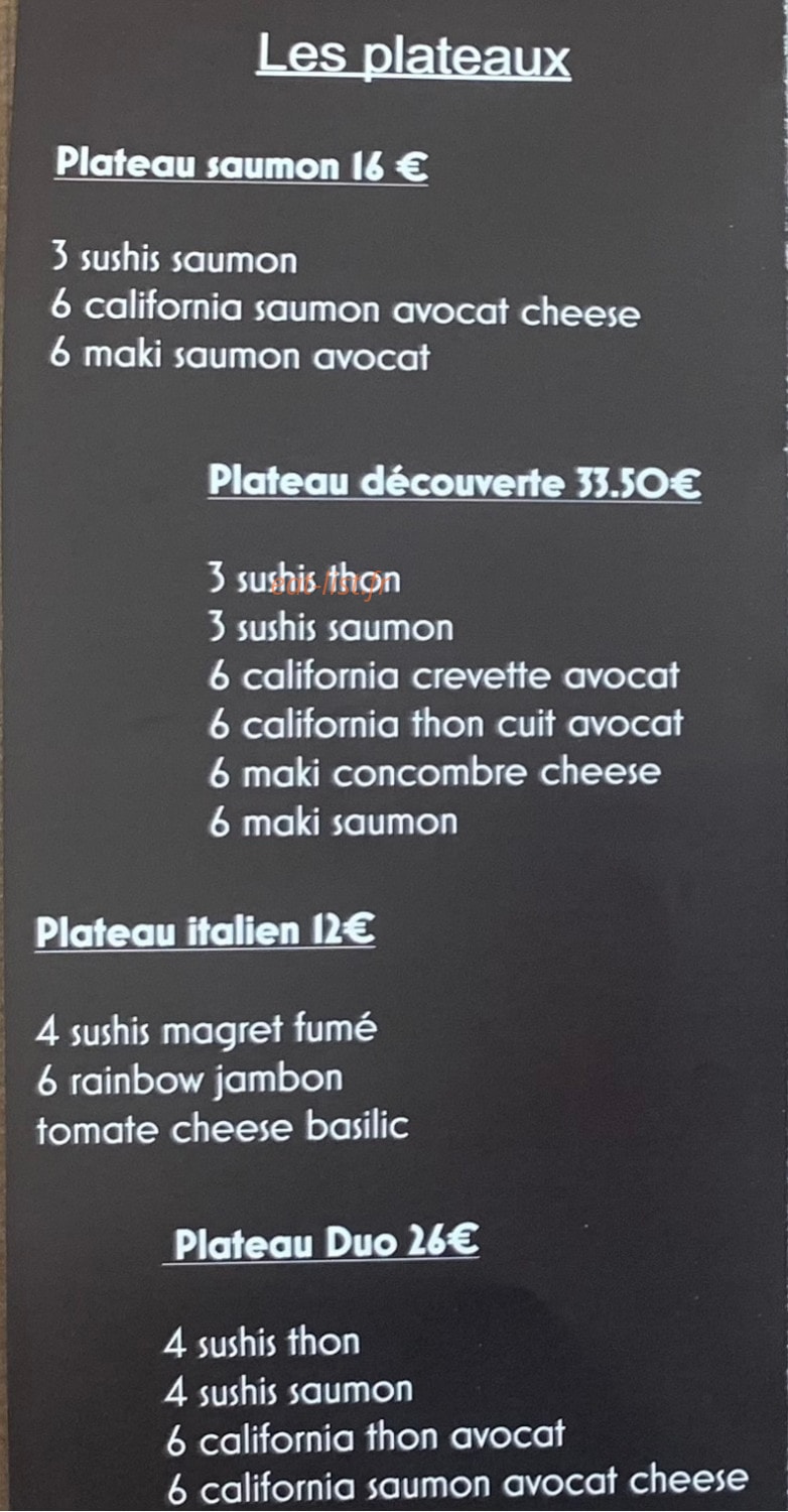 Aime Sushi — carte page 2