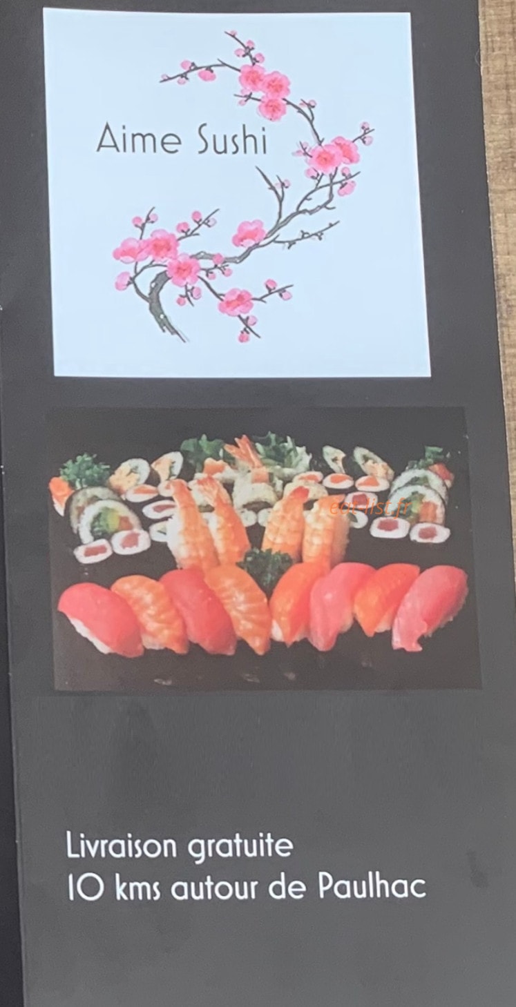 Aime Sushi — carte page 1