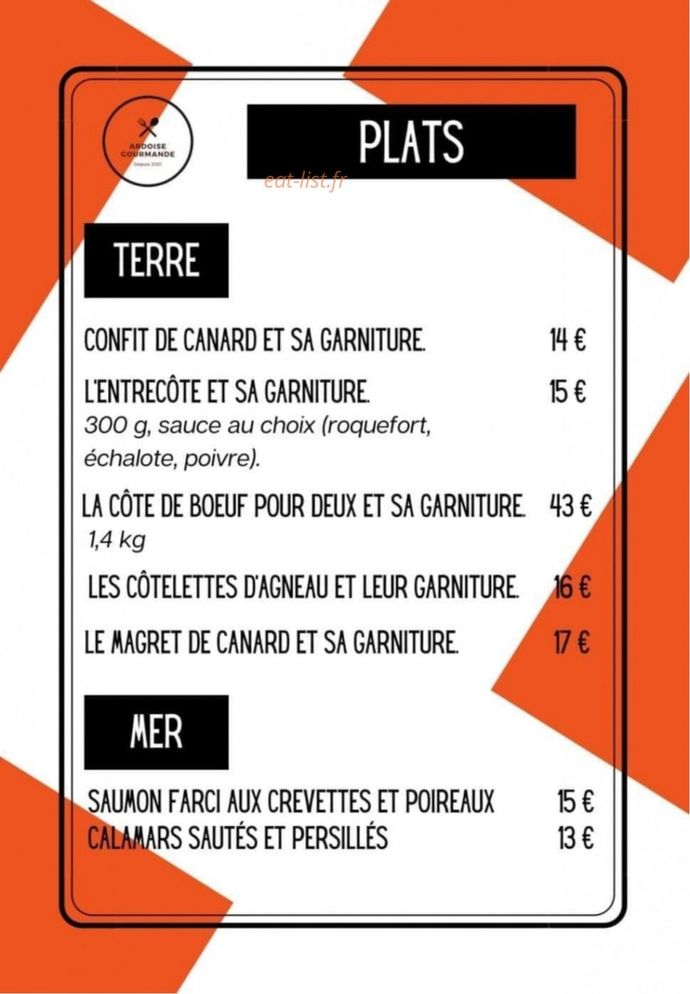 Ardoise Gourmande — carte page 9