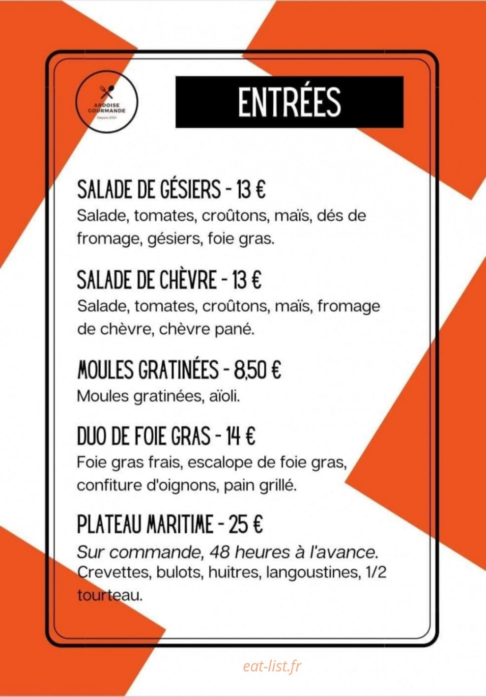 Ardoise Gourmande — carte page 8
