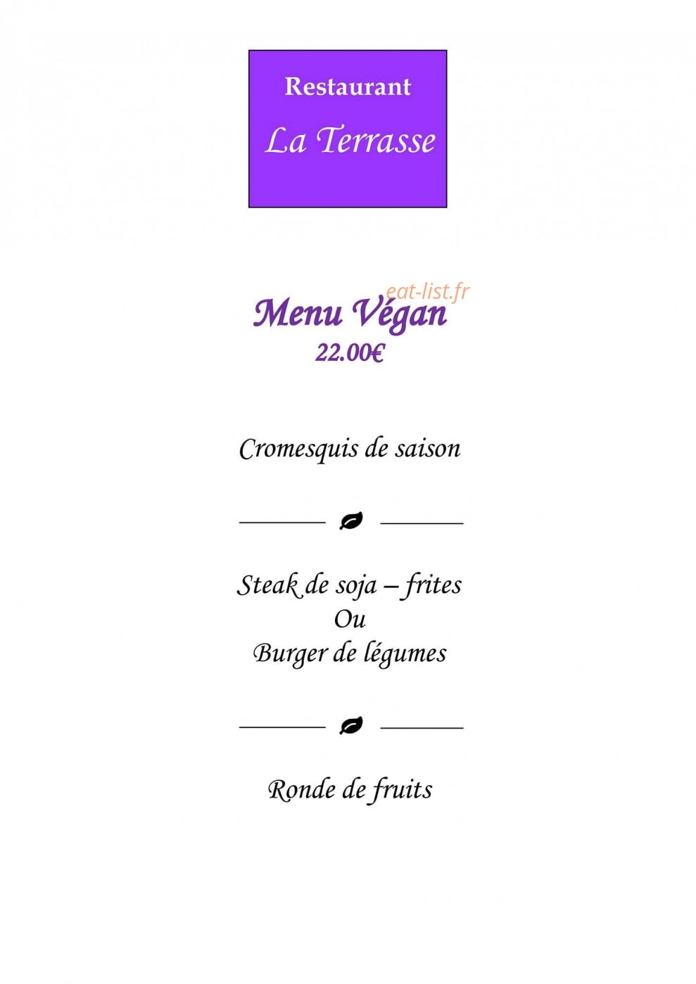 Domaine de la Terrasse — carte page 1