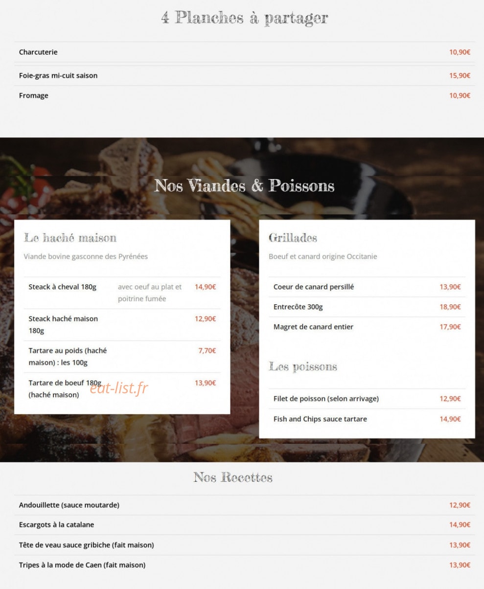 La Brasserie du Centre — carte page 2