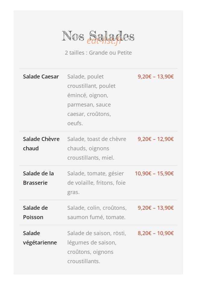La Brasserie du Centre — carte page 3