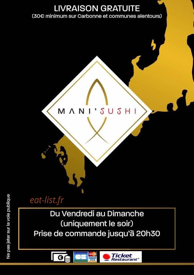 Mani'Sushi — carte page 1