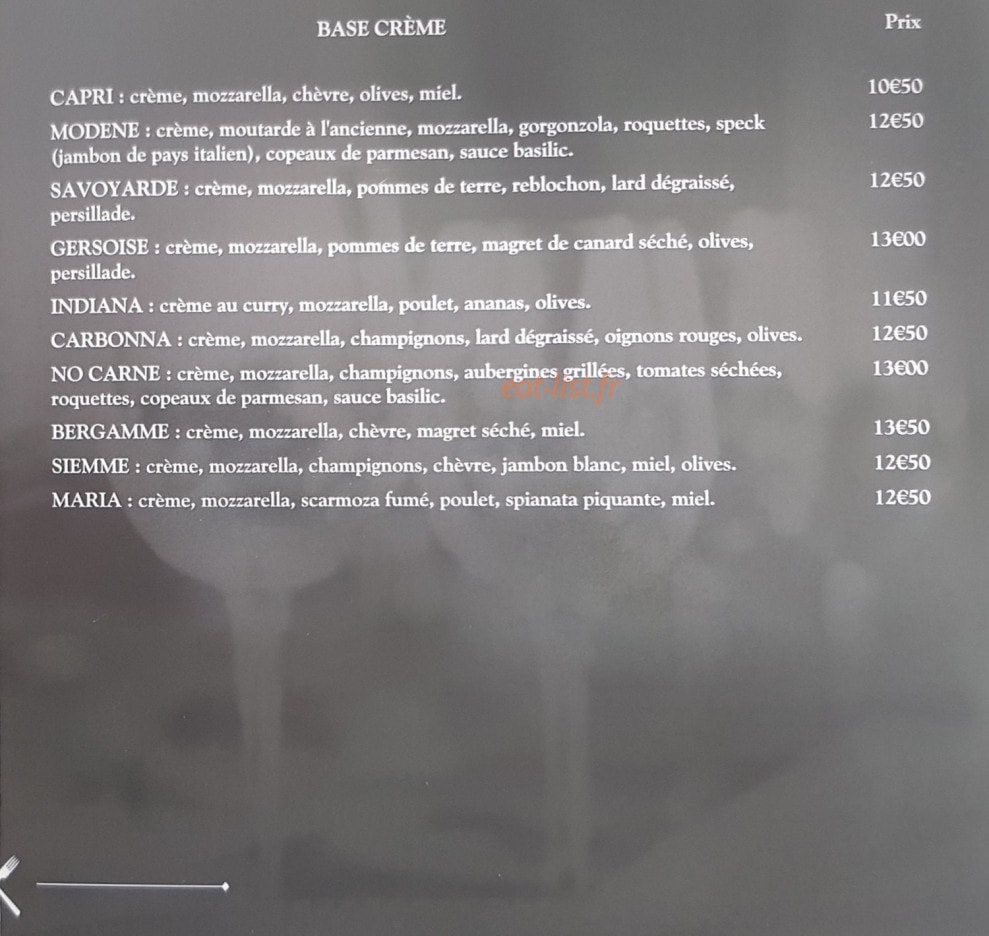 La cave a pizza — carte page 2