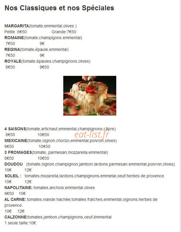Pizzeria Du Moulin — carte page 2