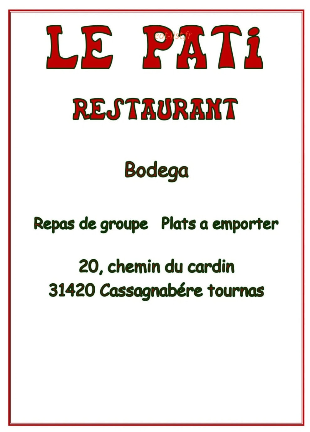 Le Pati — carte page 1