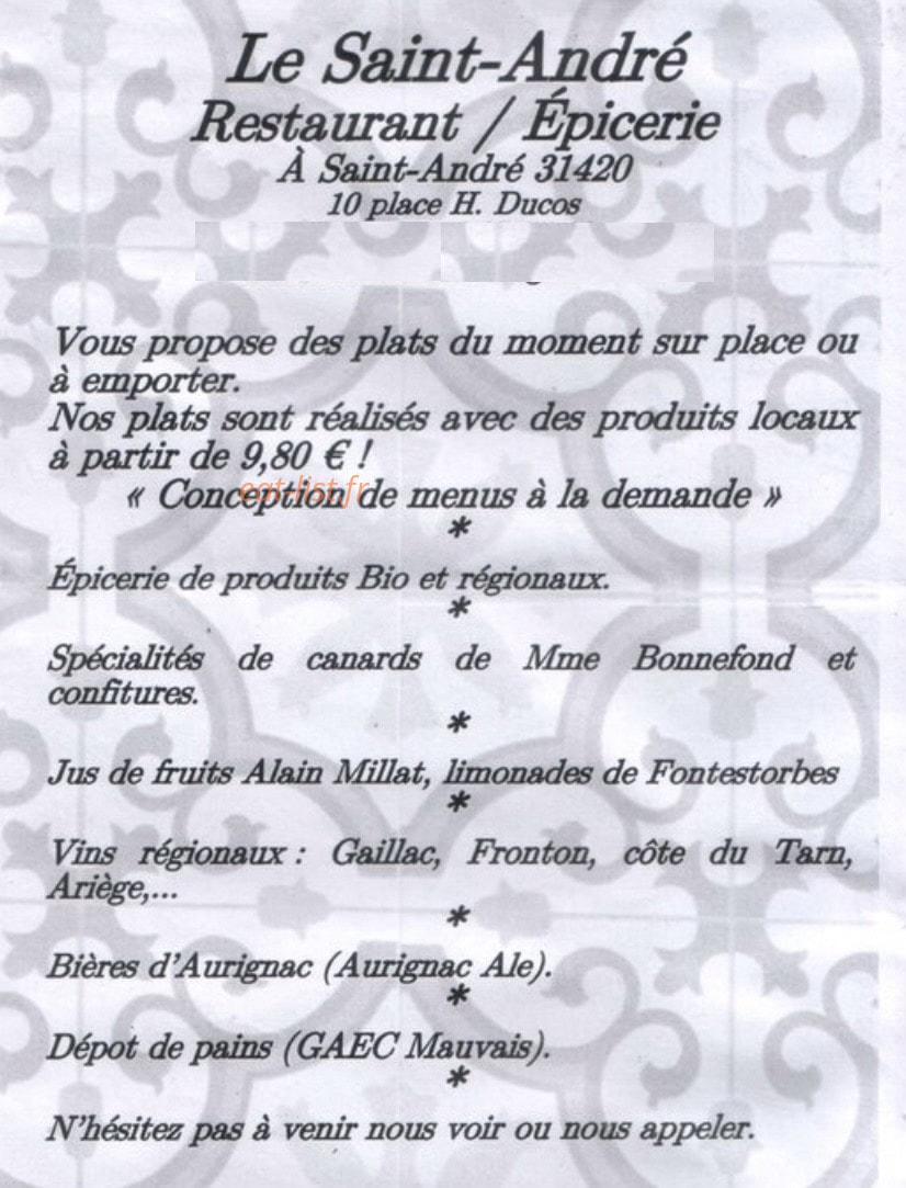 Le Saint André — carte page 1