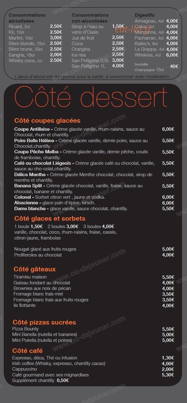 Coté pizzas — carte page 6