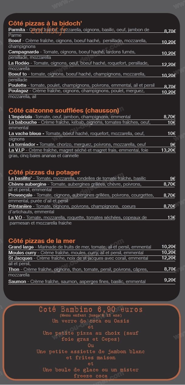 Coté pizzas — carte page 4