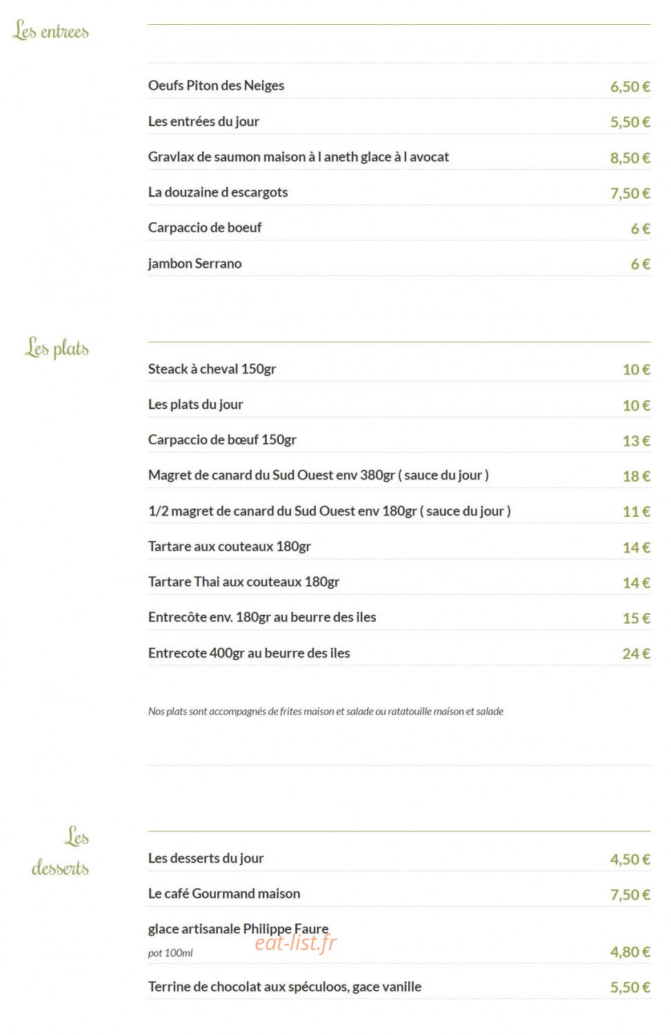 Aux Petits Oignons — carte page 2