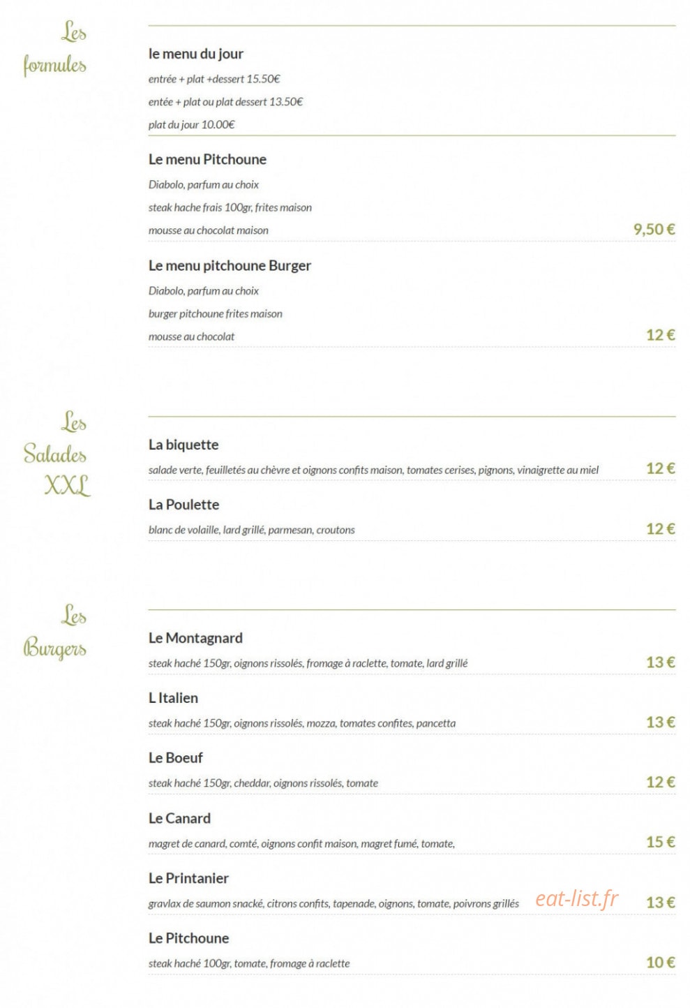 Aux Petits Oignons — carte page 1