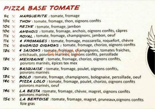 Pizza Yoyo — carte page 1