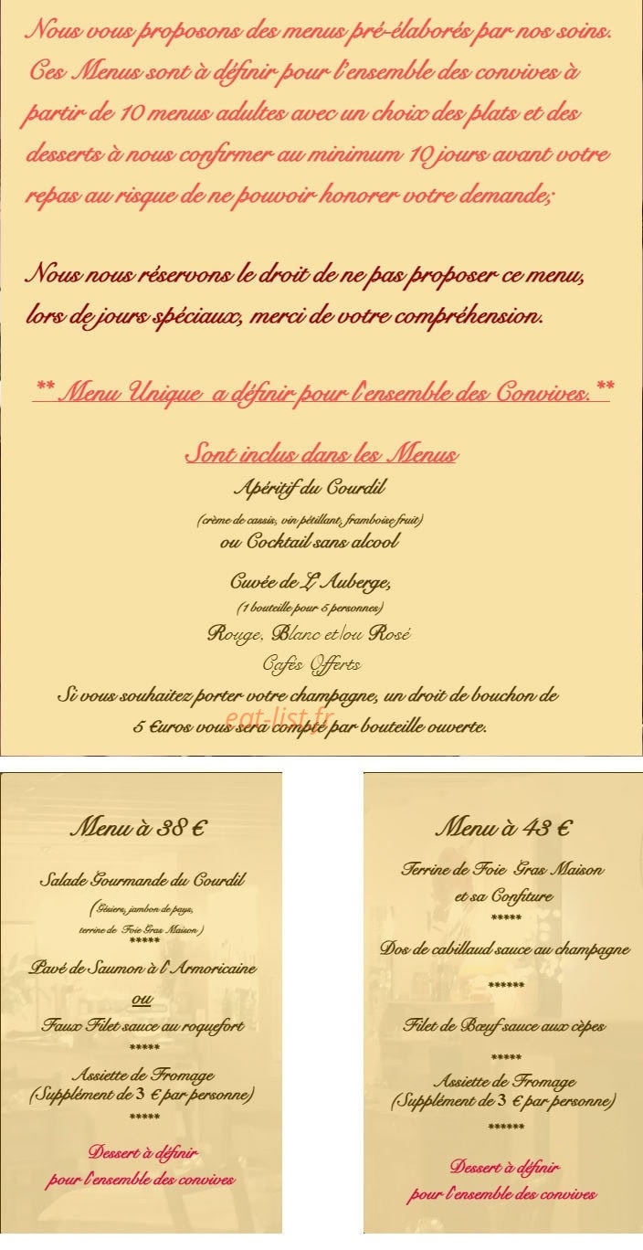 Auberge du Courdil — carte page 3