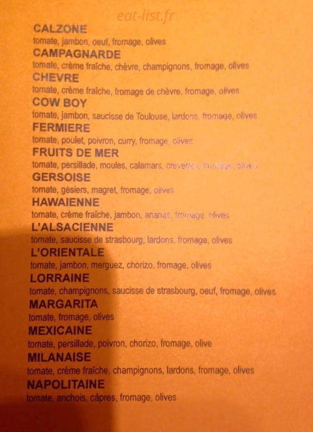 Pizzeria de l'ecluse — carte page 5
