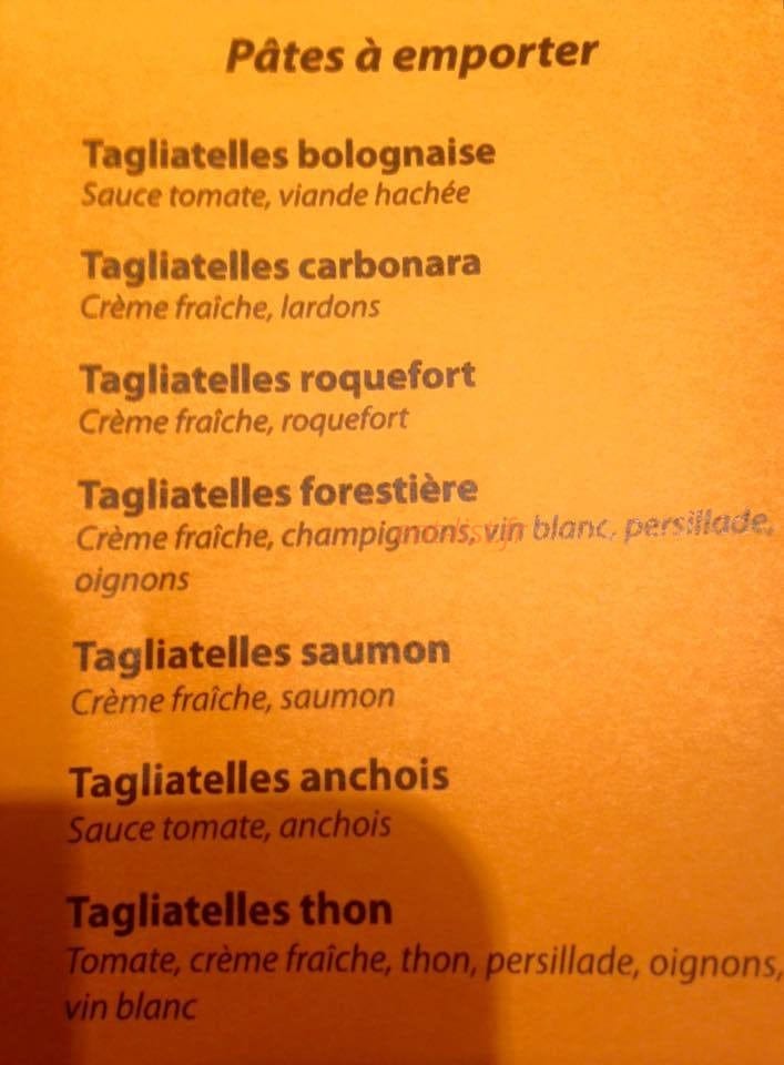 Pizzeria de l'ecluse — carte page 1
