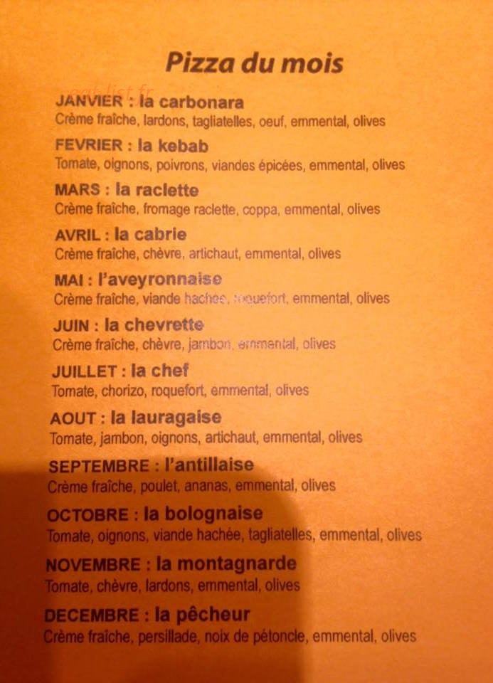 Pizzeria de l'ecluse — carte page 3