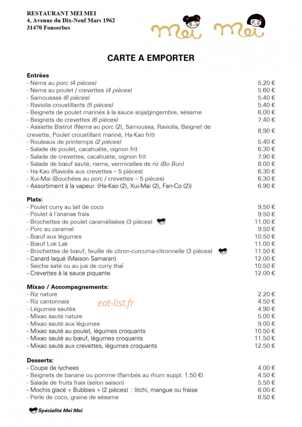 Mei Mei — carte page 9