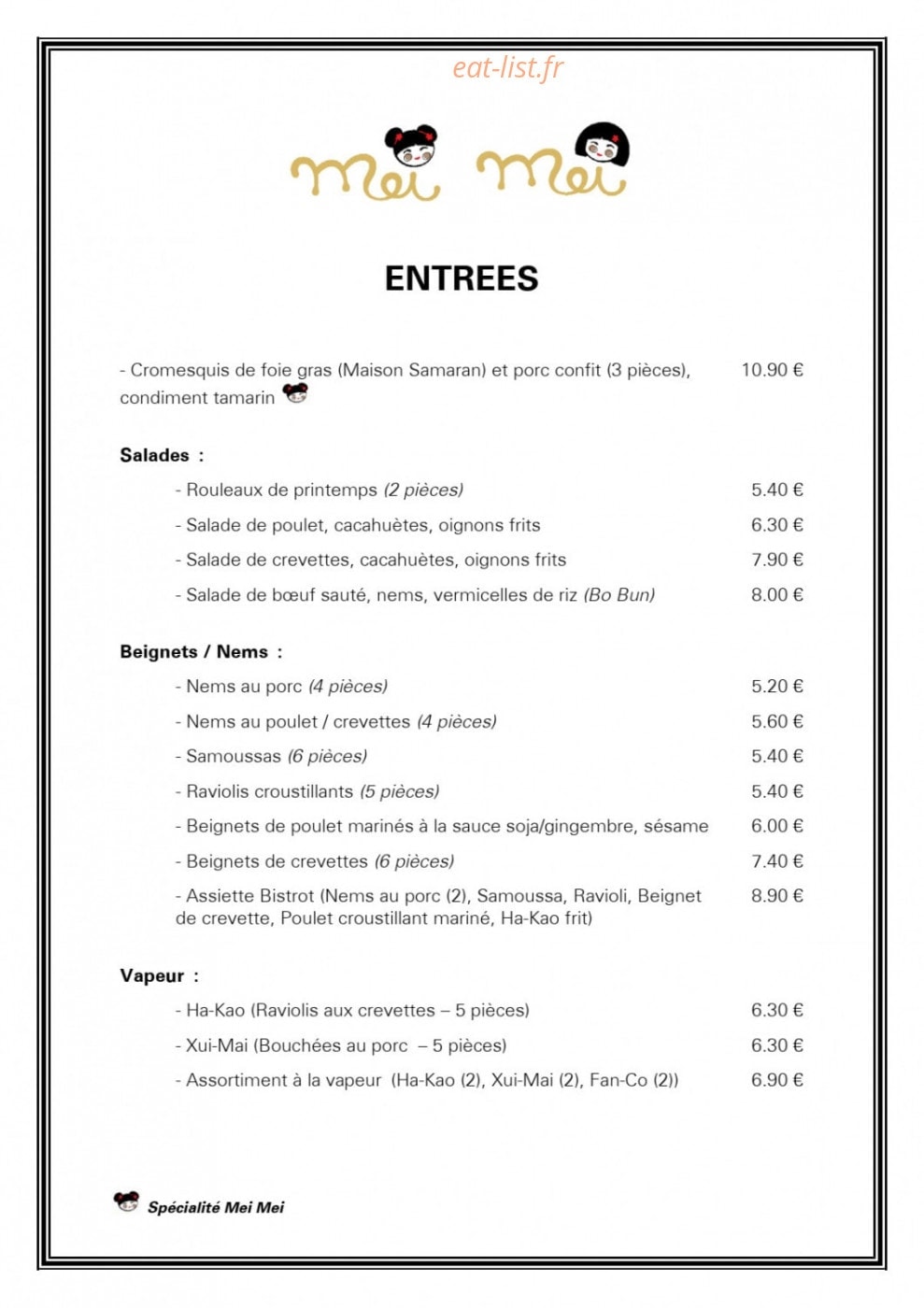 Mei Mei — carte page 1
