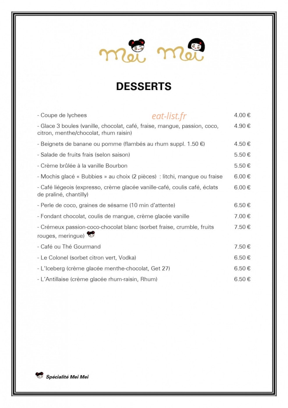 Mei Mei — carte page 3