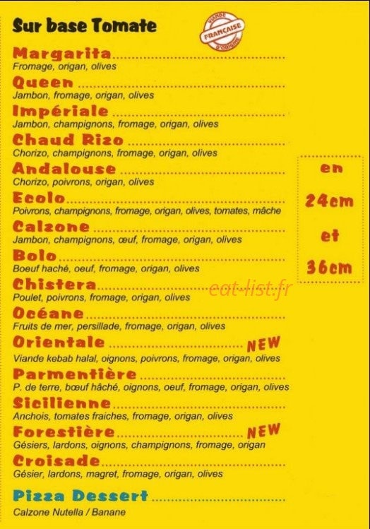 Pizzéria l'Occitane — carte page 3