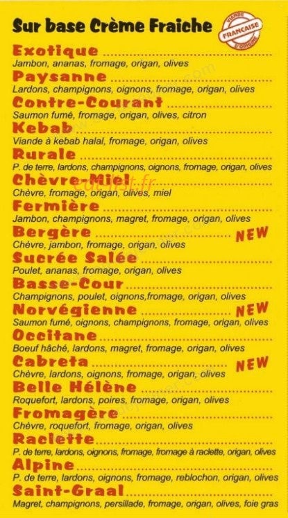 Pizzéria l'Occitane — carte page 2