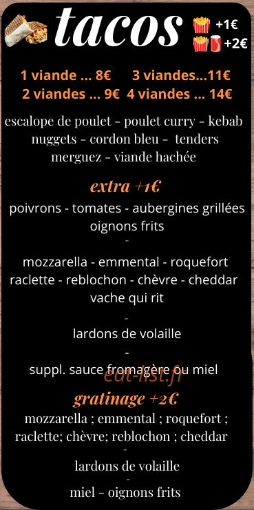 G' tacos — carte page 2