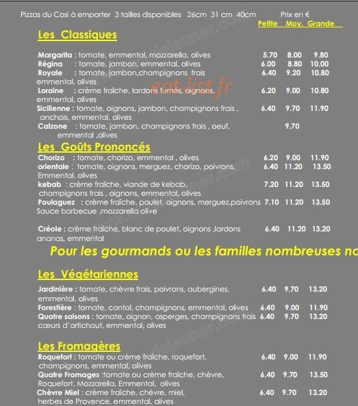 Le Cosi — carte page 2